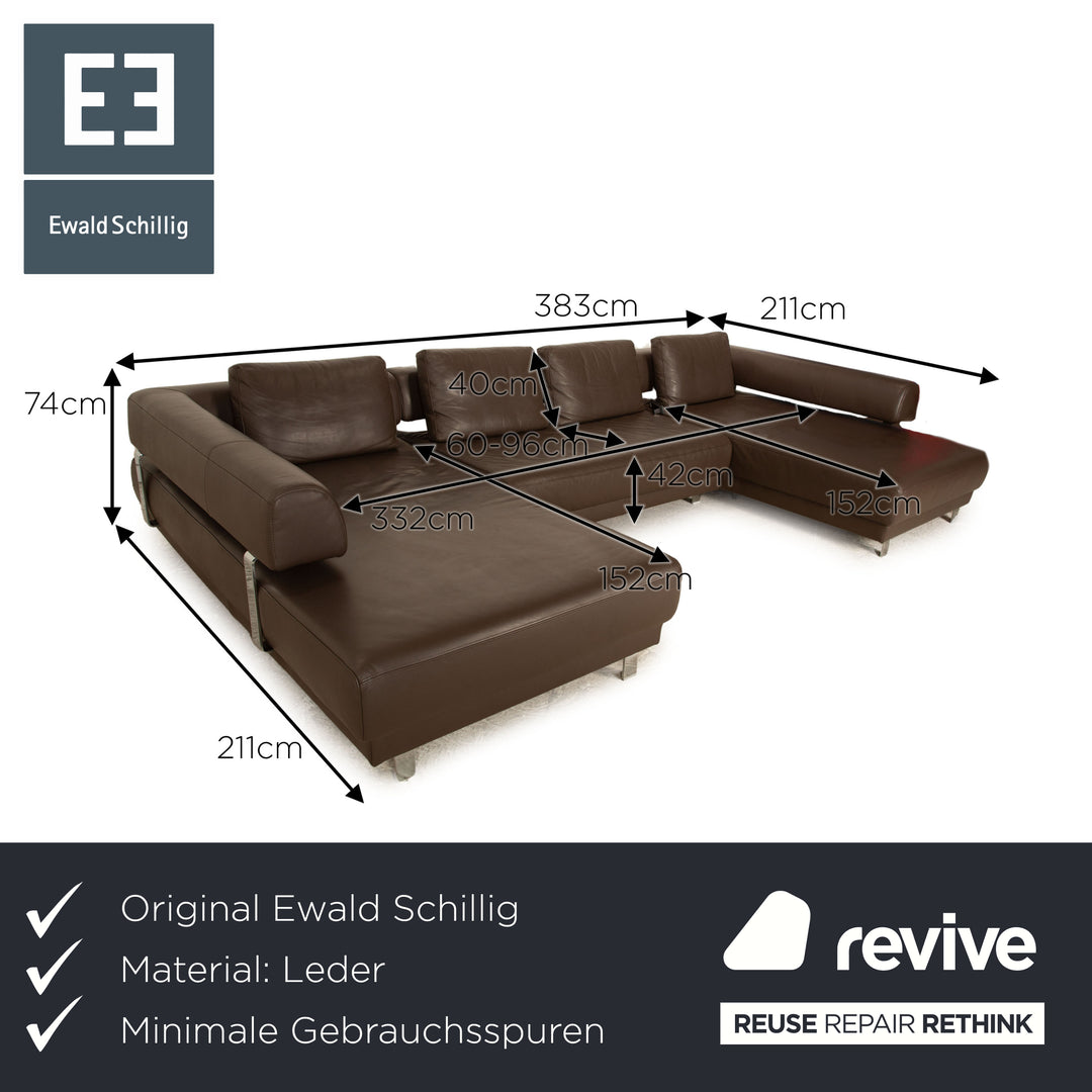 Ewald Schillig Brand Face Leather Corner Sofa Brown Electric Function Sofa Couch