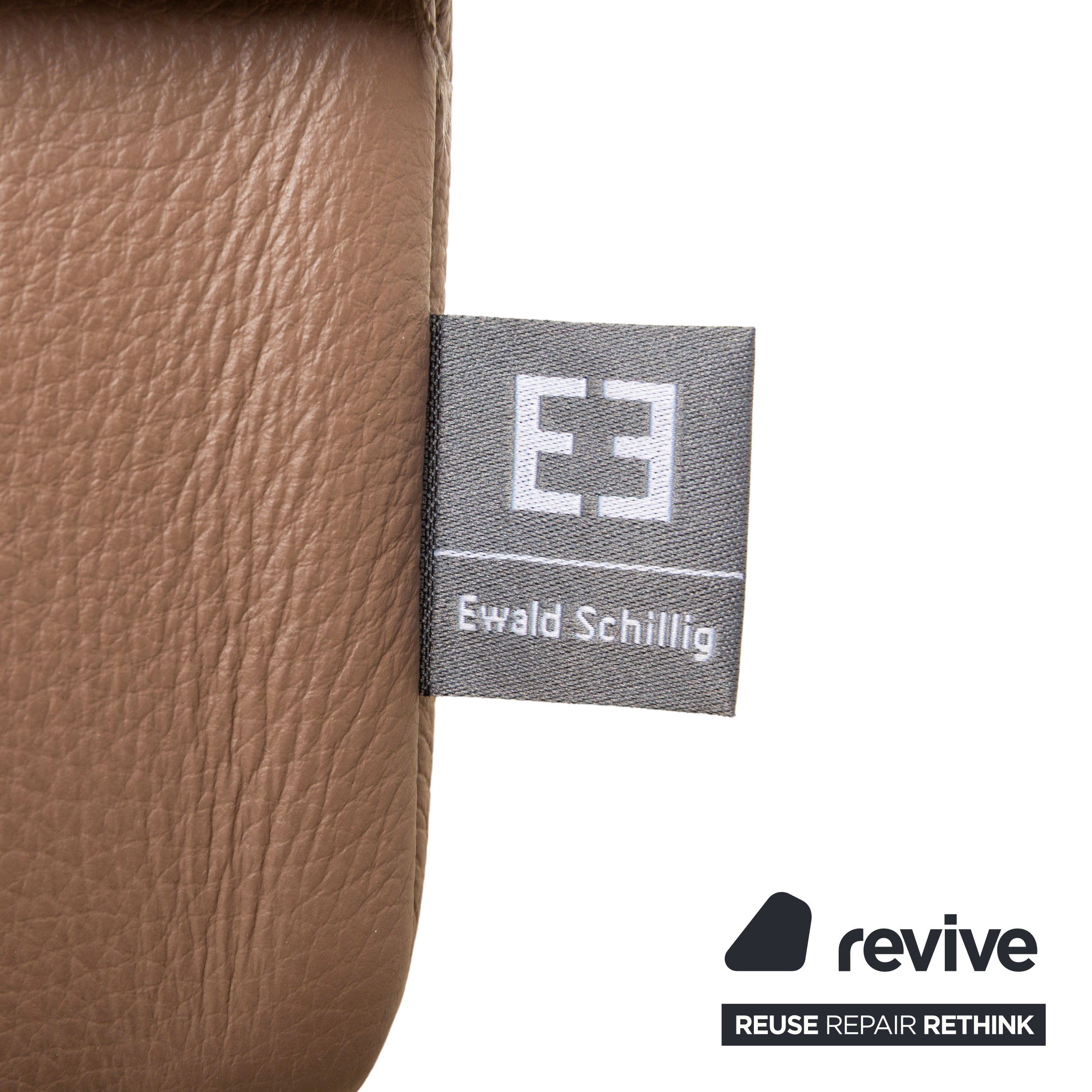 Ewald Schillig Brand Face Leather Corner Sofa Brown Cappuccino Coffee Récamière left
