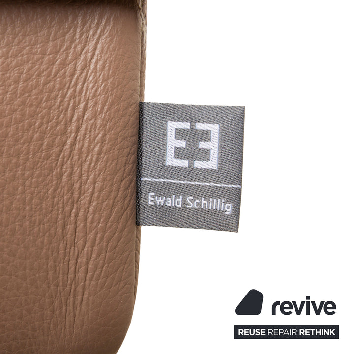 Ewald Schillig Brand Face Leather Corner Sofa Brown Cappuccino Coffee Récamière left