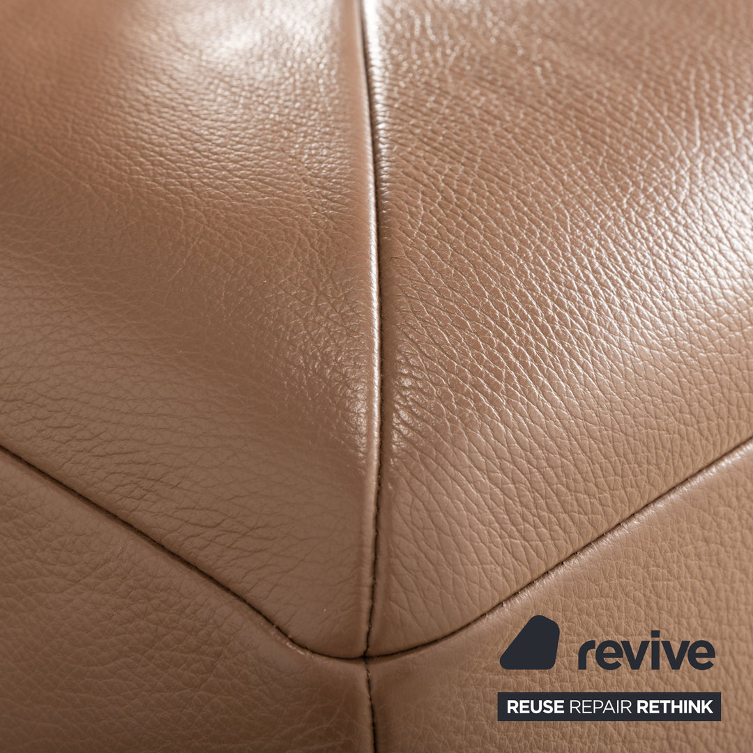 Ewald Schillig Brand Face Leather Corner Sofa Brown Cappuccino Coffee Récamière left