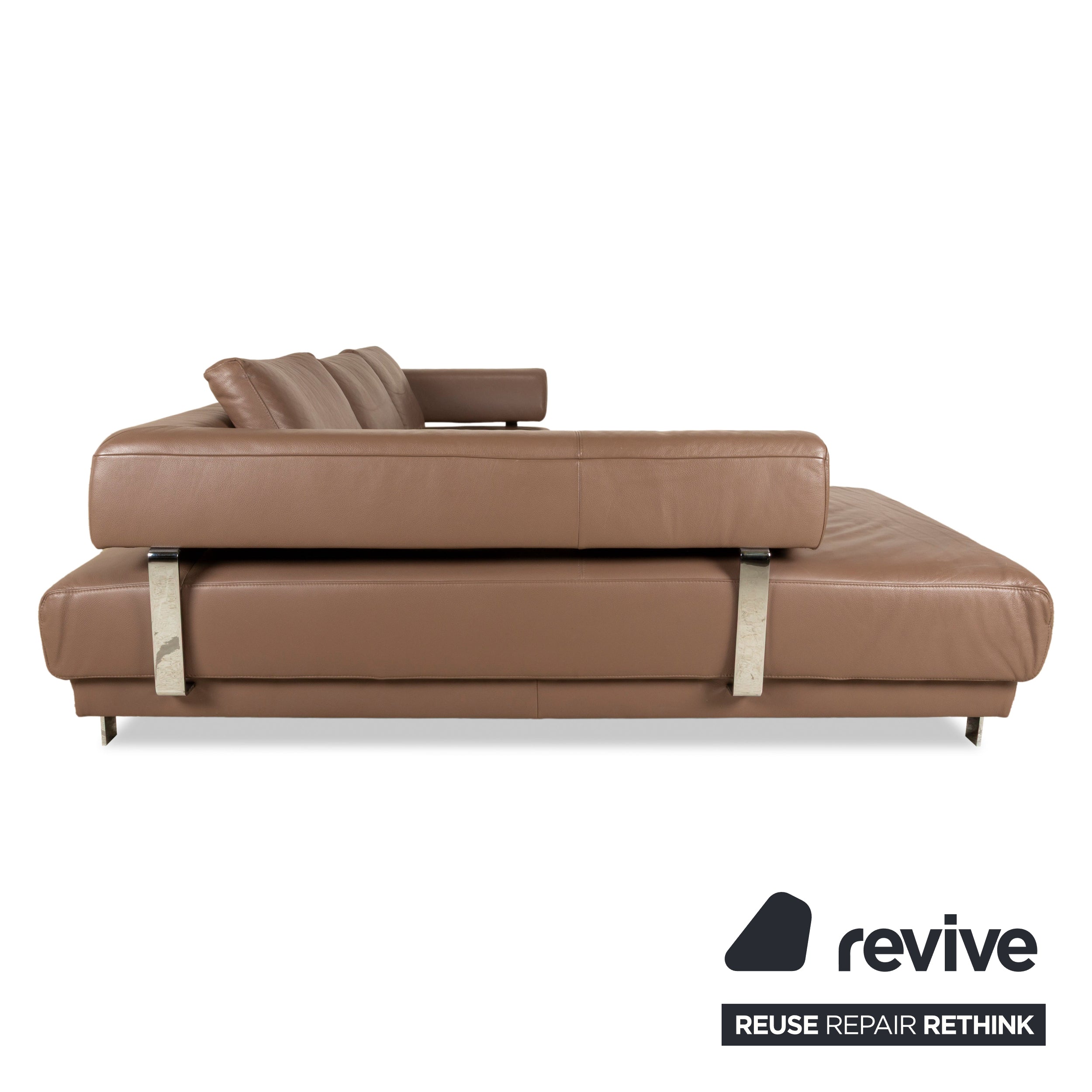 Ewald Schillig Brand Face Leather Corner Sofa Brown Cappuccino Coffee Récamière left