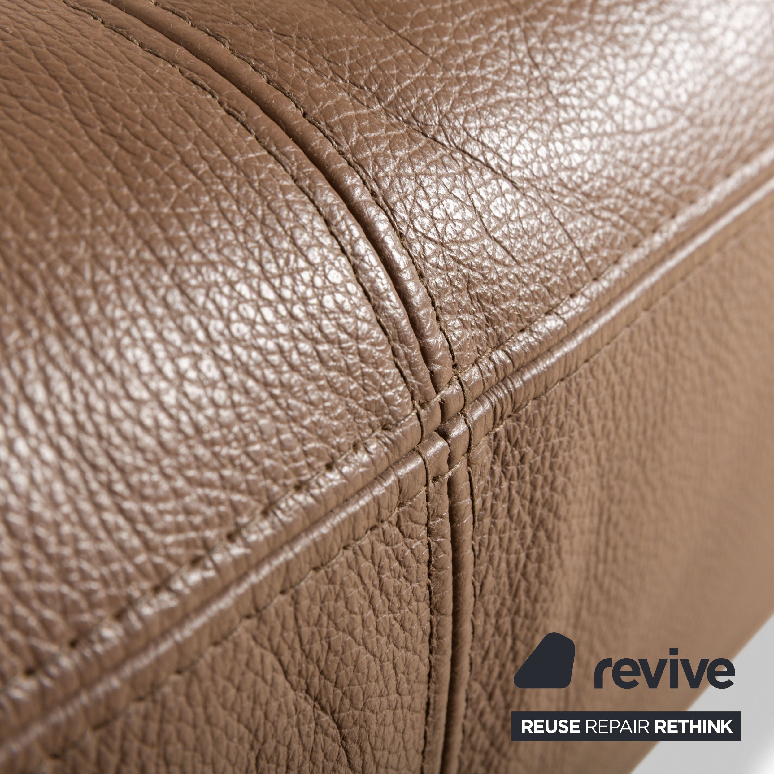 Ewald Schillig Brand Face Leather Corner Sofa Brown Cappuccino Coffee Récamière left