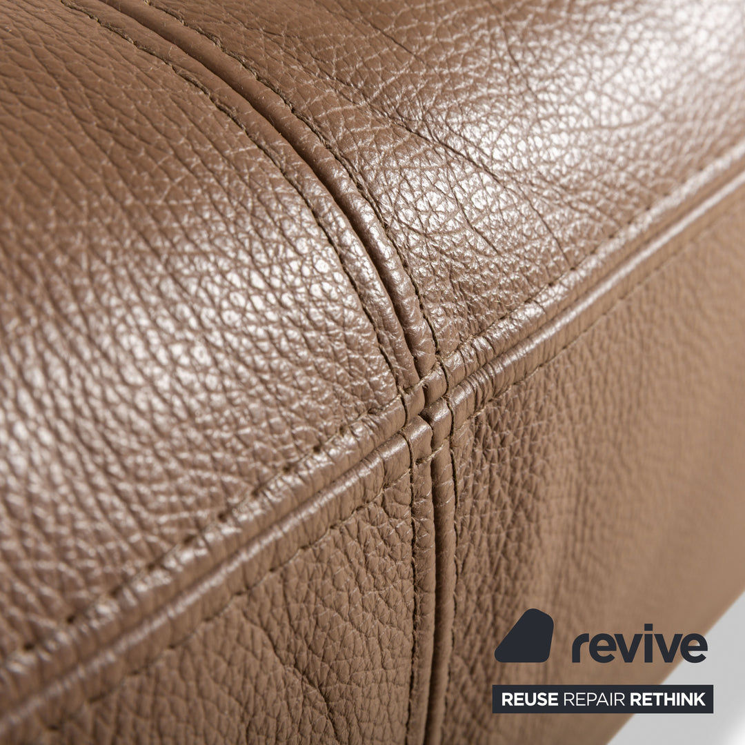 Ewald Schillig Brand Face Leather Corner Sofa Brown Cappuccino Coffee Récamière left
