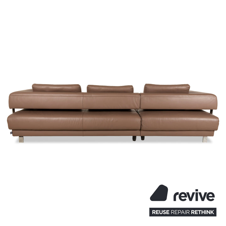 Ewald Schillig Brand Face Leather Corner Sofa Brown Cappuccino Coffee Récamière left