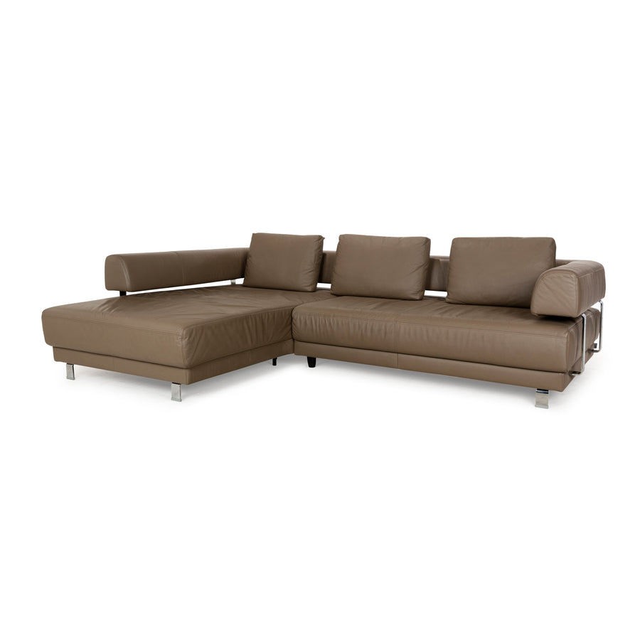 Ewald Schillig Brand Face Leather Corner Sofa Brown Grey Chaise Longue Left Electric Function Sofa Couch