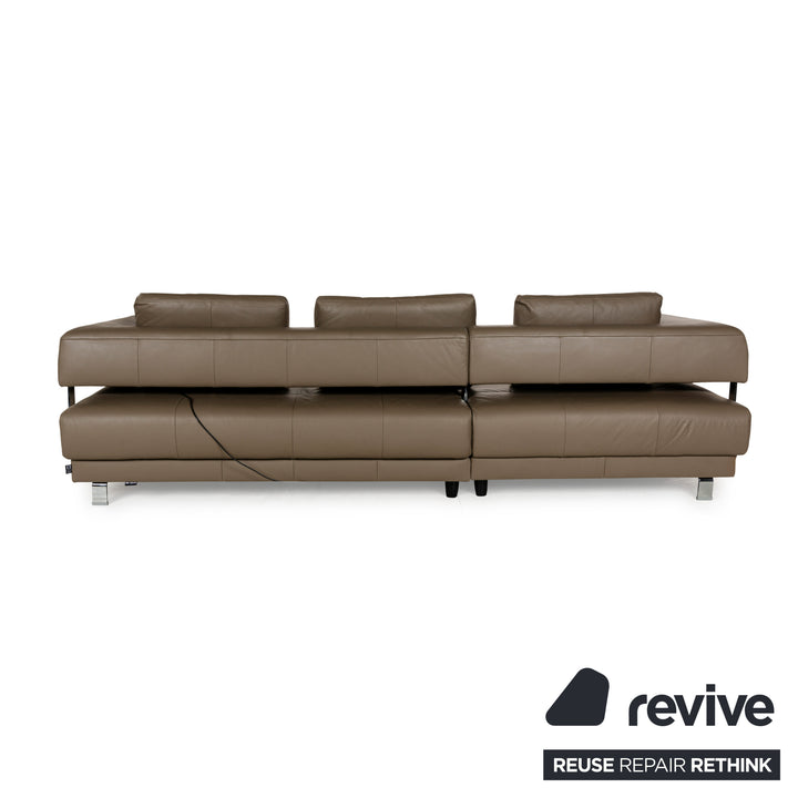 Ewald Schillig Brand Face Leder Ecksofa Braun Grau Récamiere Links elektr. Funktion Sofa Couch