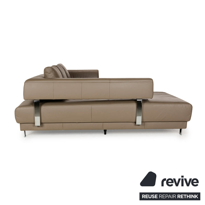 Ewald Schillig Brand Face Leder Ecksofa Braun Grau Récamiere Links elektr. Funktion Sofa Couch