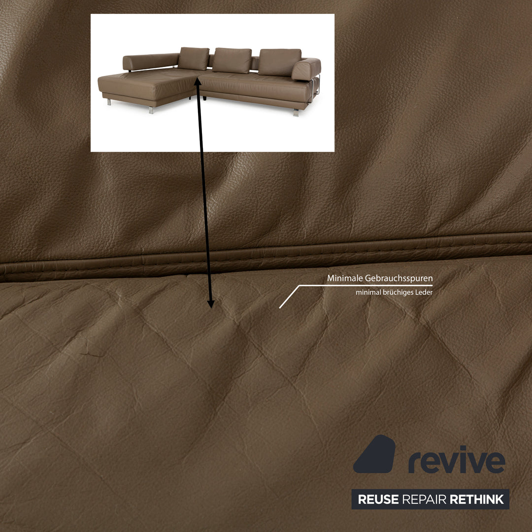 Ewald Schillig Brand Face Leder Ecksofa Braun Grau Récamiere Links elektr. Funktion Sofa Couch