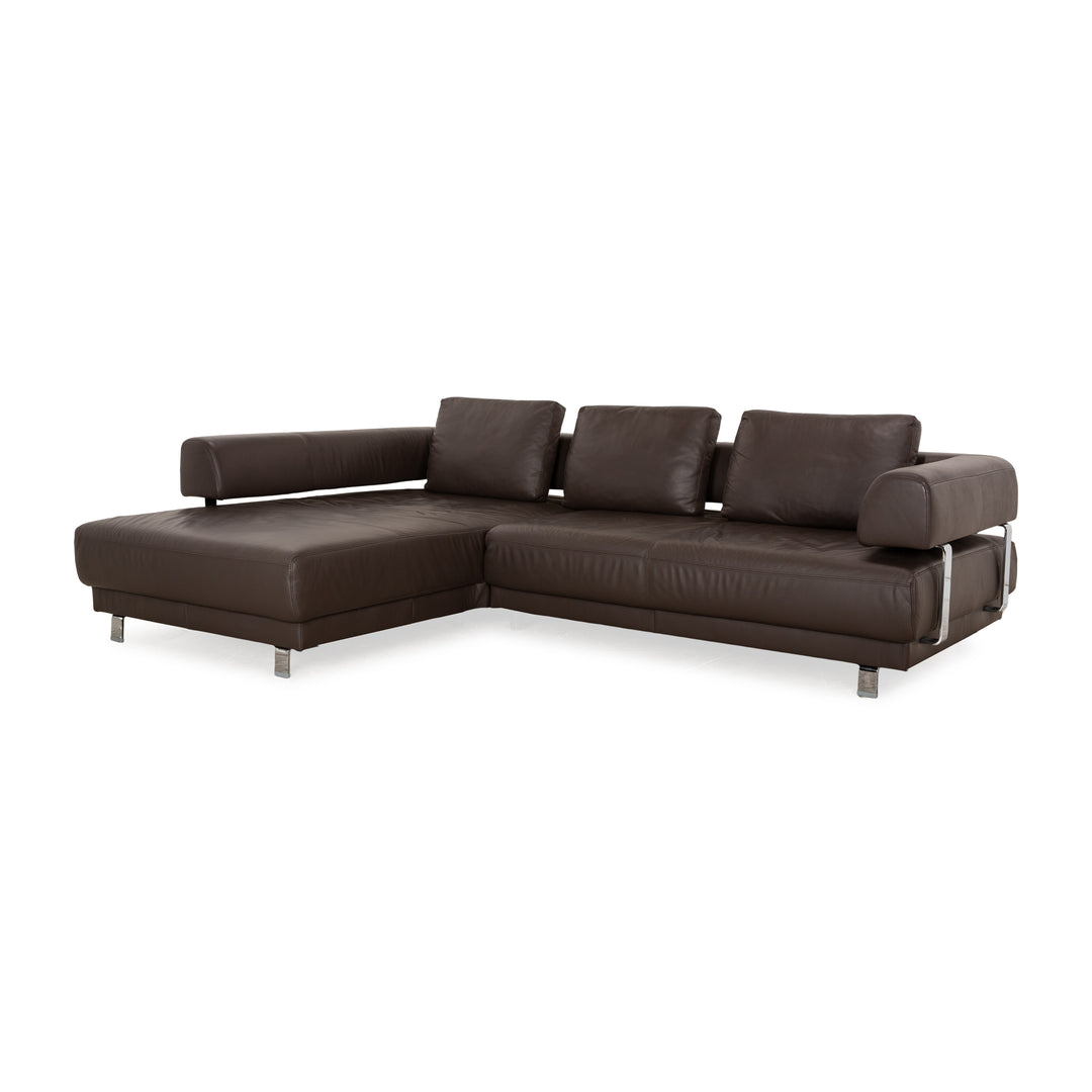 Ewald Schillig Brand Face Leather Corner Sofa Brown Grey Sofa Couch