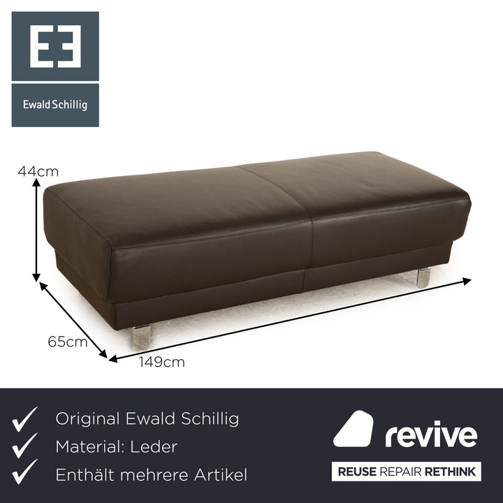 Ewald Schillig Brand Face Leather Corner Sofa Brown Recamiere Left Cappuccino Electric Function