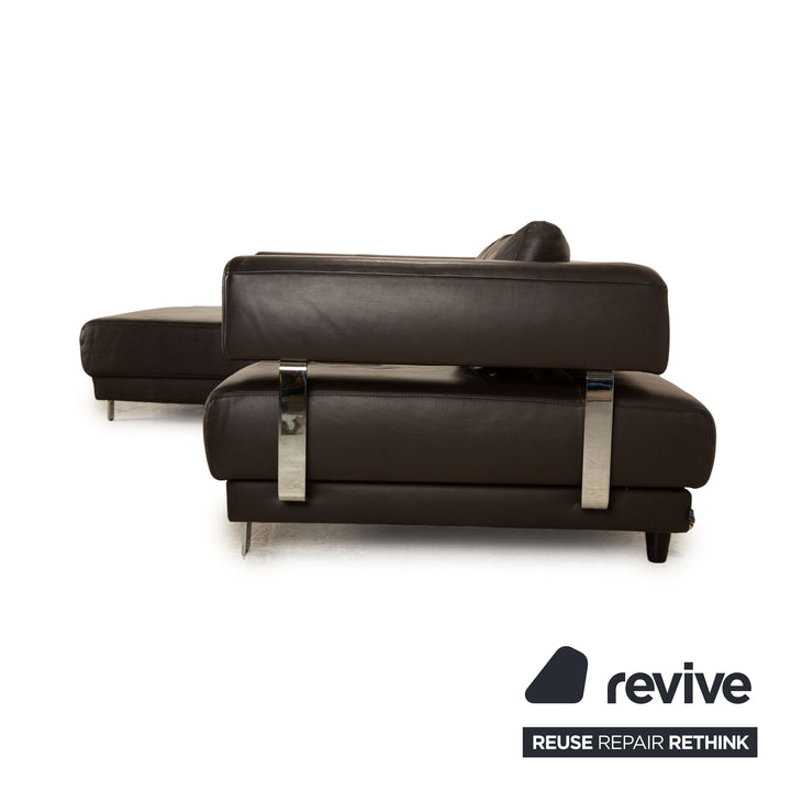 Ewald Schillig Brand Face Canapé d'angle en cuir marron Récamière gauche Cappuccino Fonction électrique