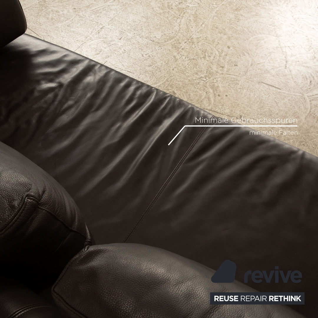 Ewald Schillig Brand Face Leather Corner Sofa Brown Recamiere Left Cappuccino Electric Function