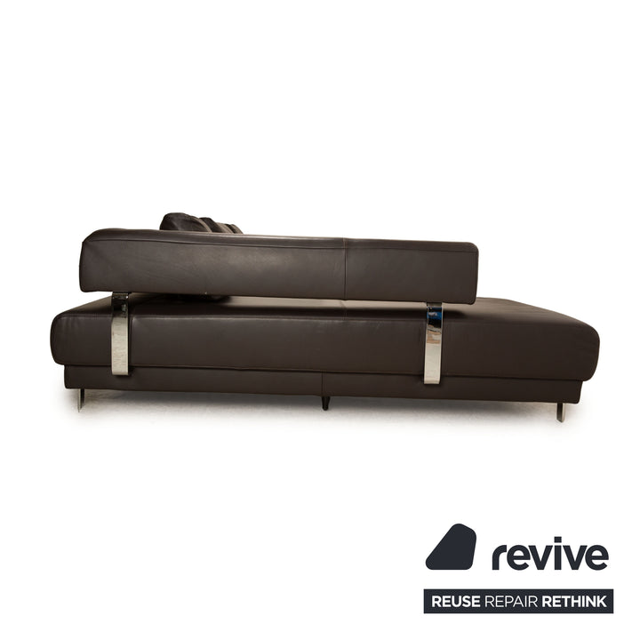 Ewald Schillig Brand Face Canapé d'angle en cuir marron Récamière gauche Cappuccino Fonction électrique