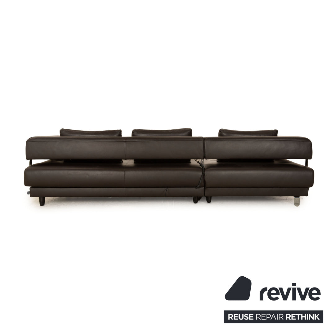 Ewald Schillig Brand Face Canapé d'angle en cuir marron Récamière gauche Cappuccino Fonction électrique