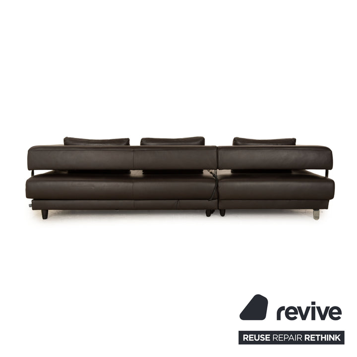 Ewald Schillig Brand Face Canapé d'angle en cuir marron Récamière gauche Cappuccino Fonction électrique