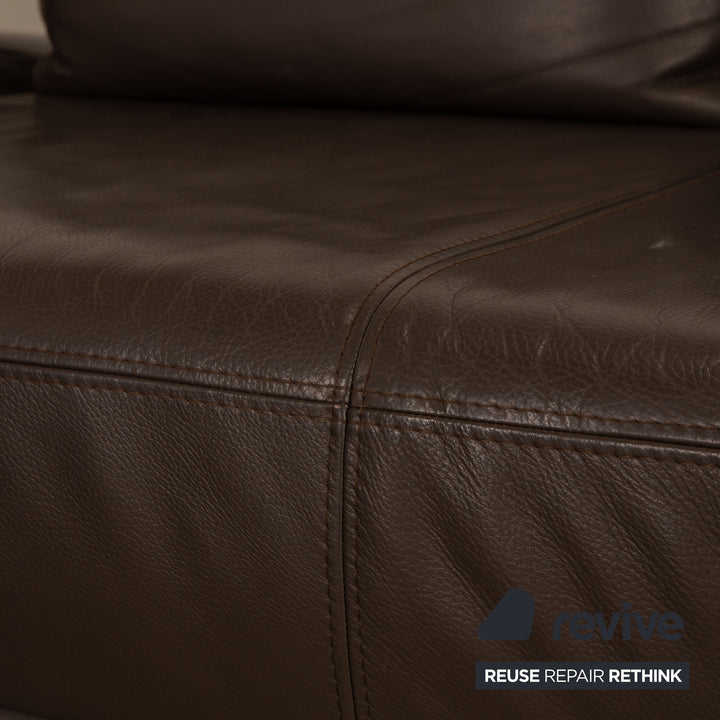 Ewald Schillig Brand Face Leather Corner Sofa Brown Recamiere Left manual function
