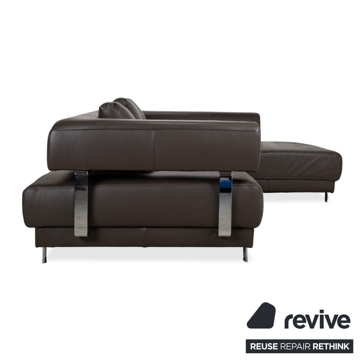 Ewald Schillig Brand Face Leder Ecksofa Braun Sofa Couch elektrische Funktion