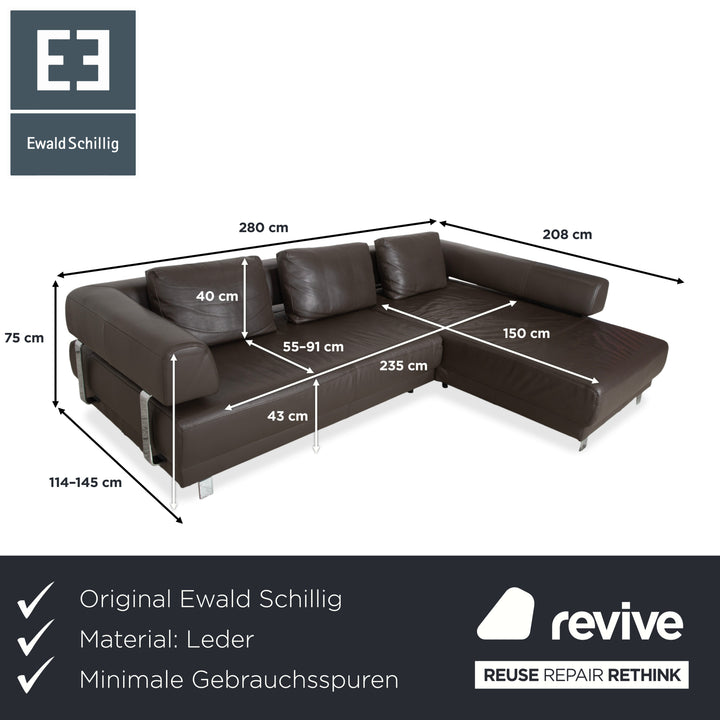 Ewald Schillig Brand Face Leder Ecksofa Braun Sofa Couch elektrische Funktion