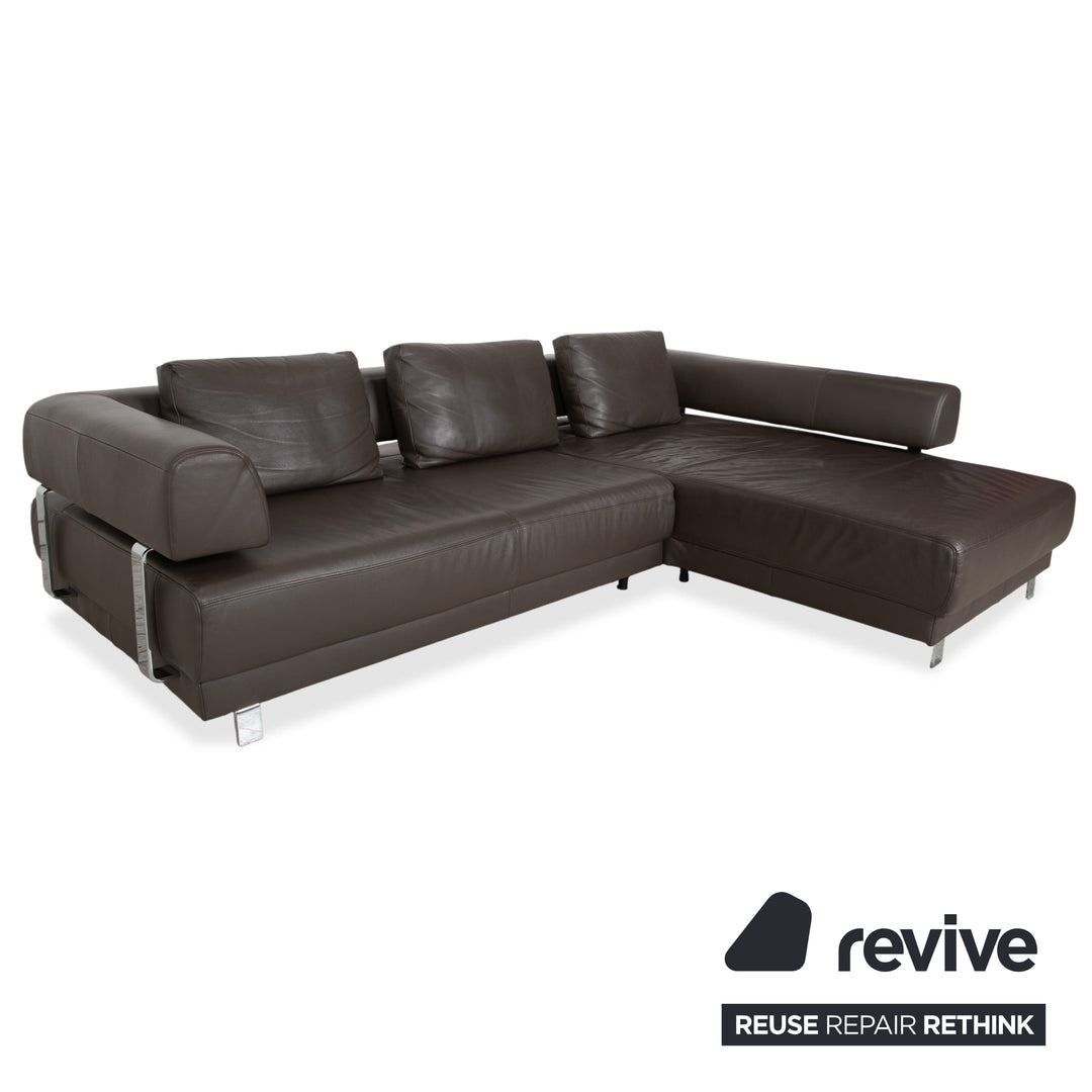 Ewald Schillig Brand Face Leder Ecksofa Braun Sofa Couch elektrische Funktion