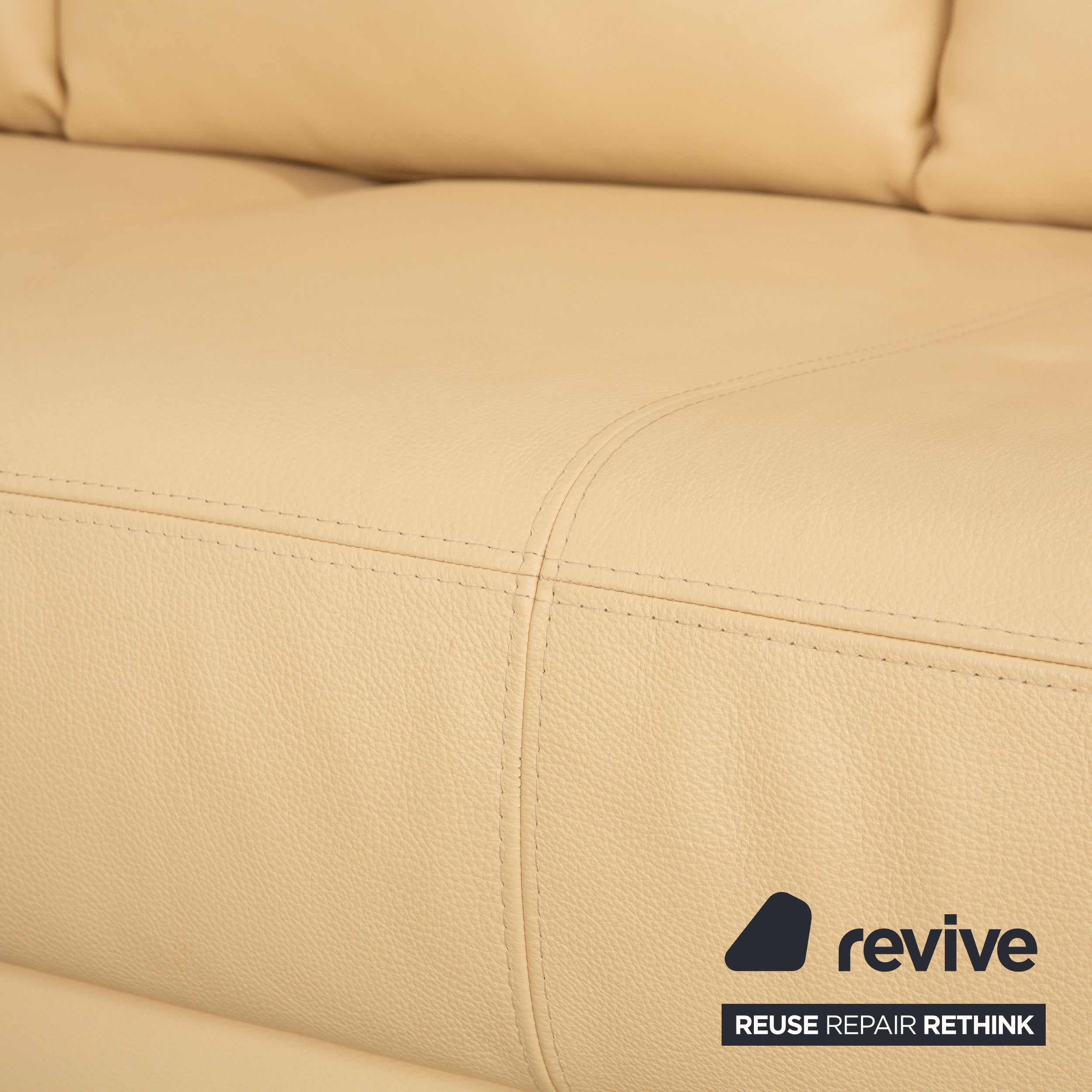 Ewald Schillig Brand Face Leather Corner Sofa Cream Recamiere Left Electric Function Sofa Couch
