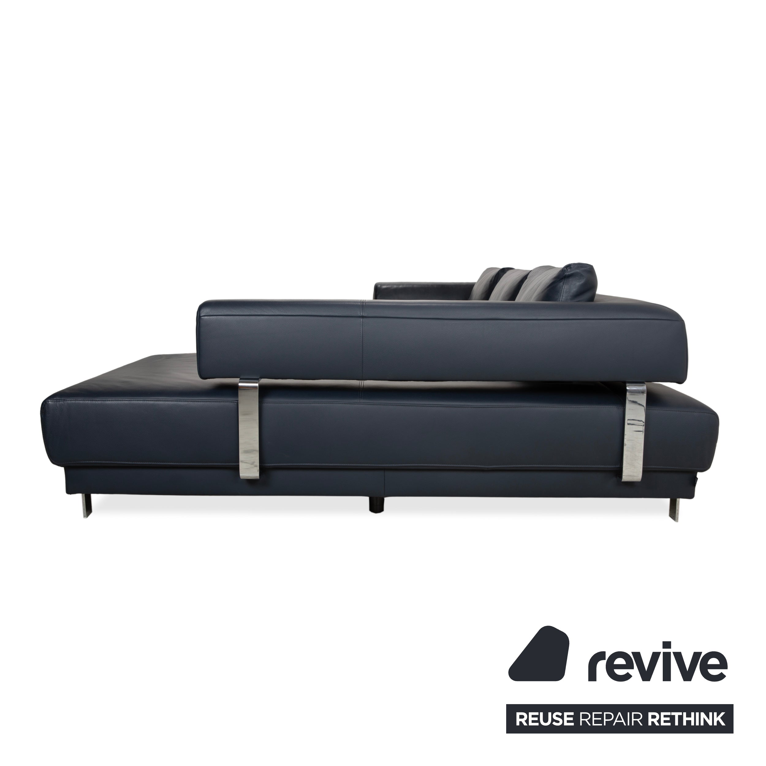 Ewald Schillig Brand Face Leder Ecksofa Dunkelblau elektrische Funktion Sofa Couch