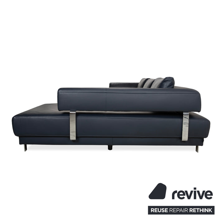 Ewald Schillig Brand Face Leder Ecksofa Dunkelblau elektrische Funktion Sofa Couch