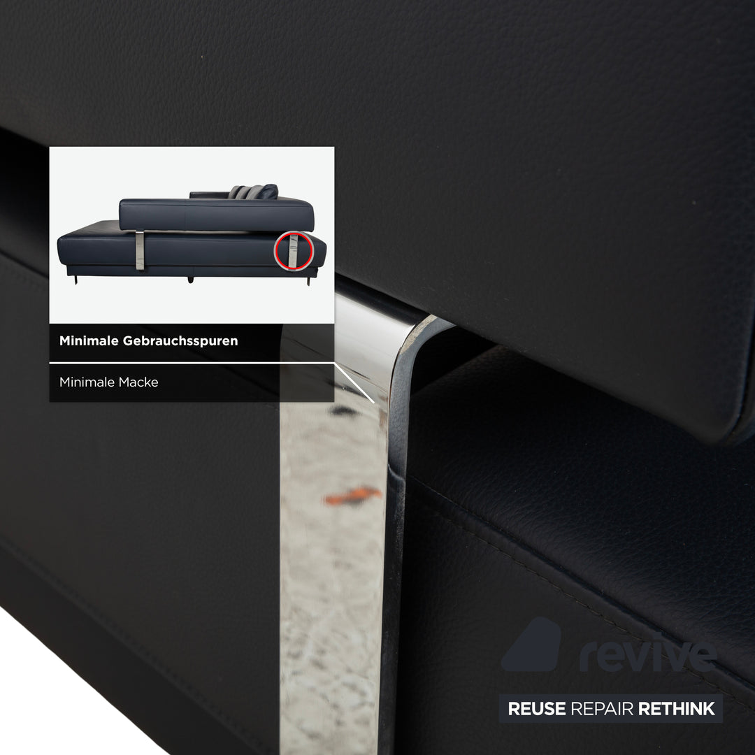 Ewald Schillig Brand Face Leder Ecksofa Dunkelblau elektrische Funktion Sofa Couch