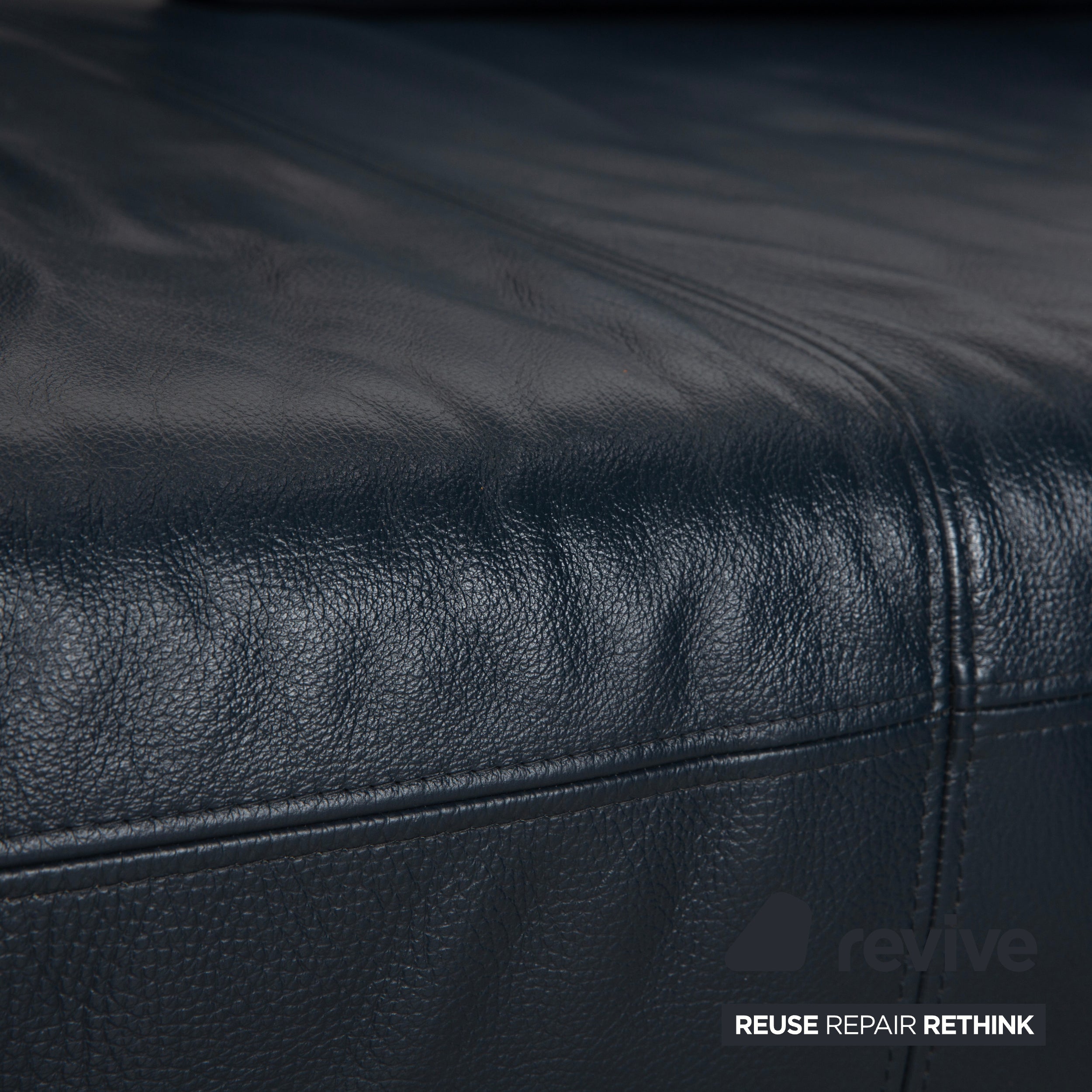 Ewald Schillig Brand Face Leder Ecksofa Dunkelblau elektrische Funktion Sofa Couch