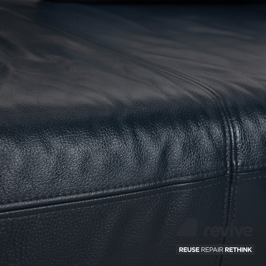 Ewald Schillig Brand Face Leder Ecksofa Dunkelblau elektrische Funktion Sofa Couch