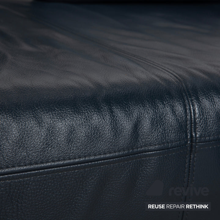 Ewald Schillig Brand Face Leder Ecksofa Dunkelblau elektrische Funktion Sofa Couch