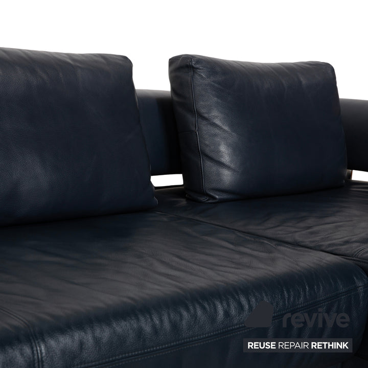 Ewald Schillig Brand Face Leder Ecksofa Dunkelblau elektrische Funktion Sofa Couch