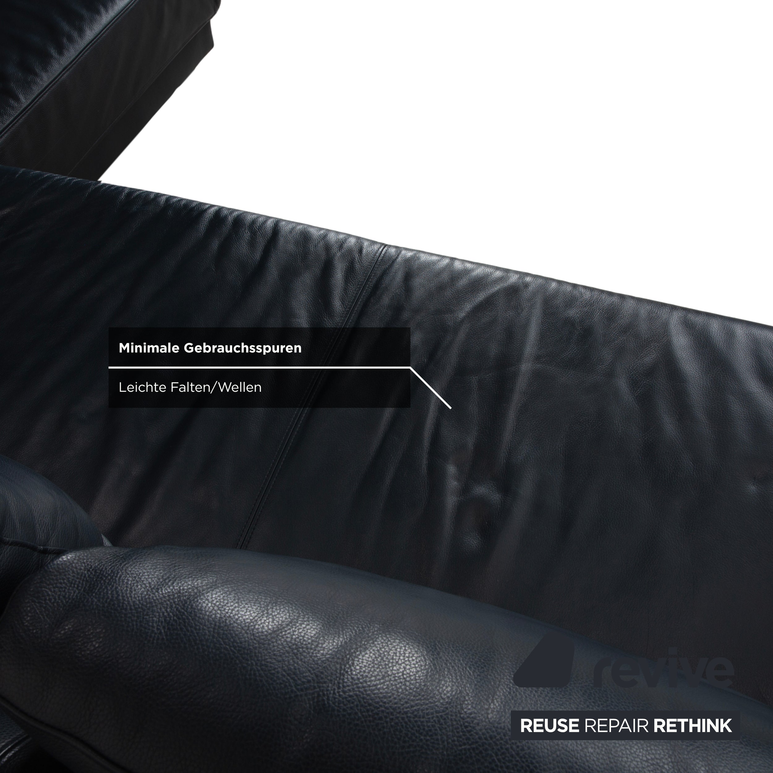 Ewald Schillig Brand Face Leder Ecksofa Dunkelblau elektrische Funktion Sofa Couch