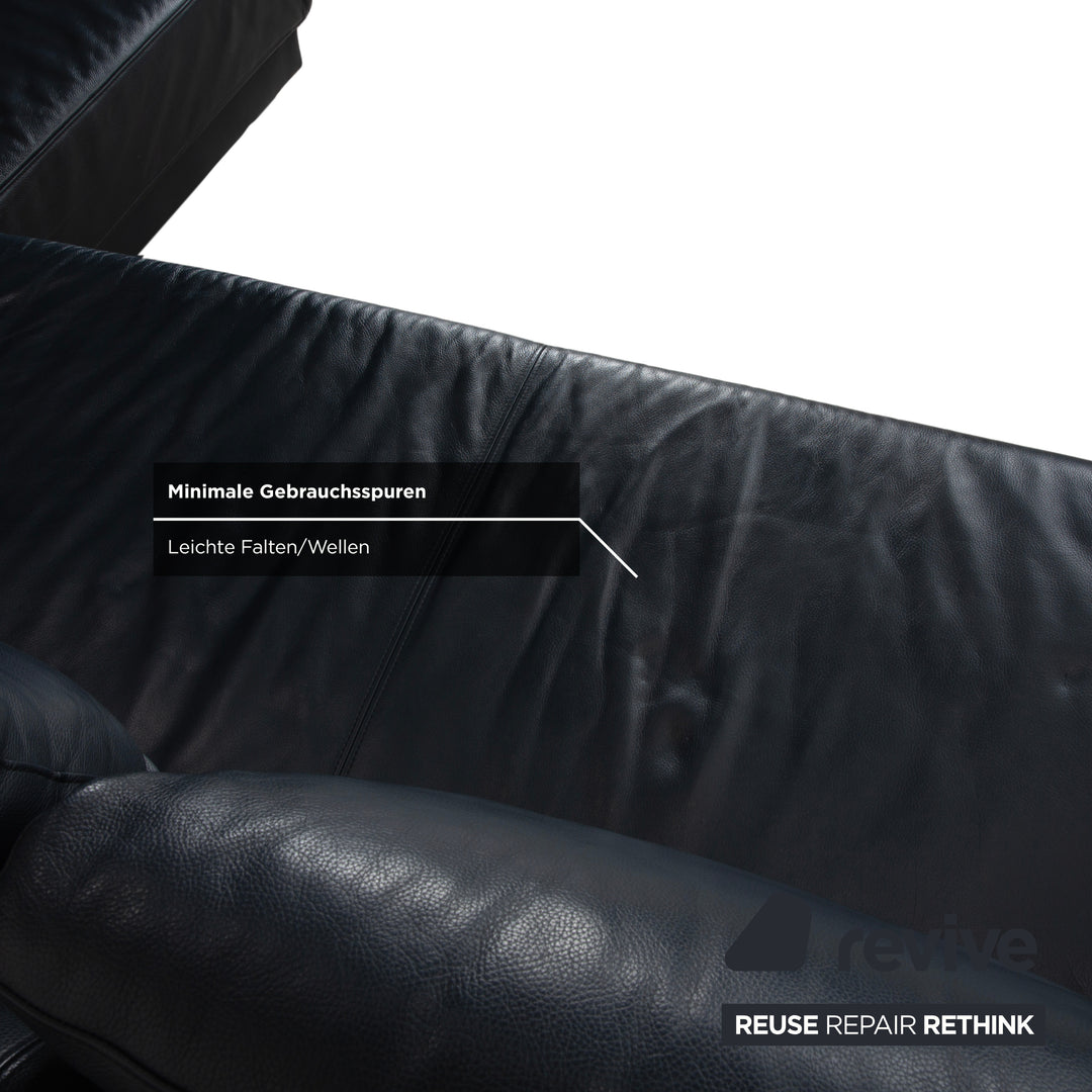 Ewald Schillig Brand Face Leder Ecksofa Dunkelblau elektrische Funktion Sofa Couch