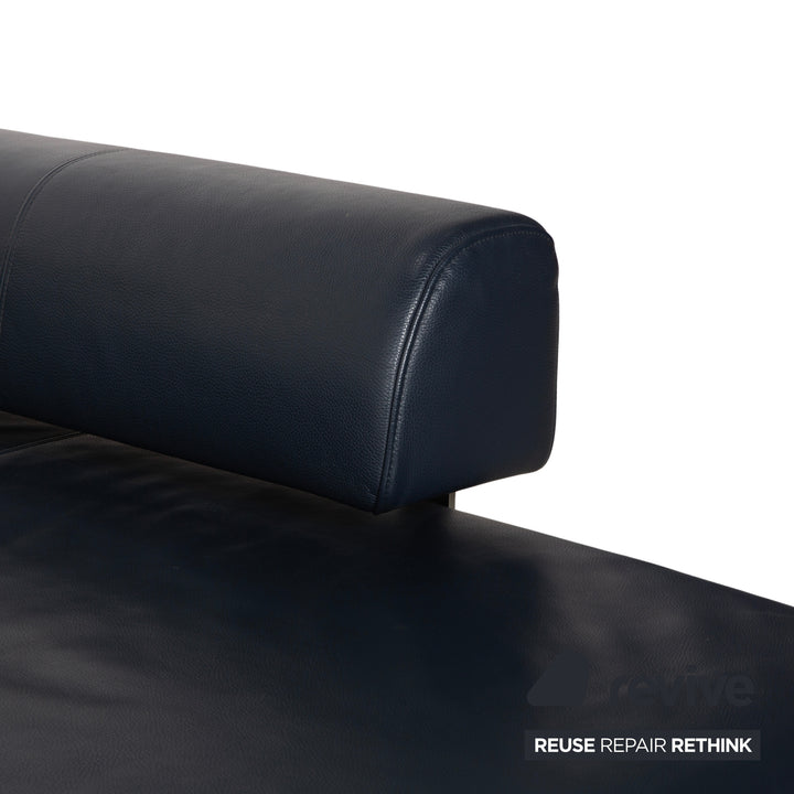 Ewald Schillig Brand Face Leder Ecksofa Dunkelblau elektrische Funktion Sofa Couch