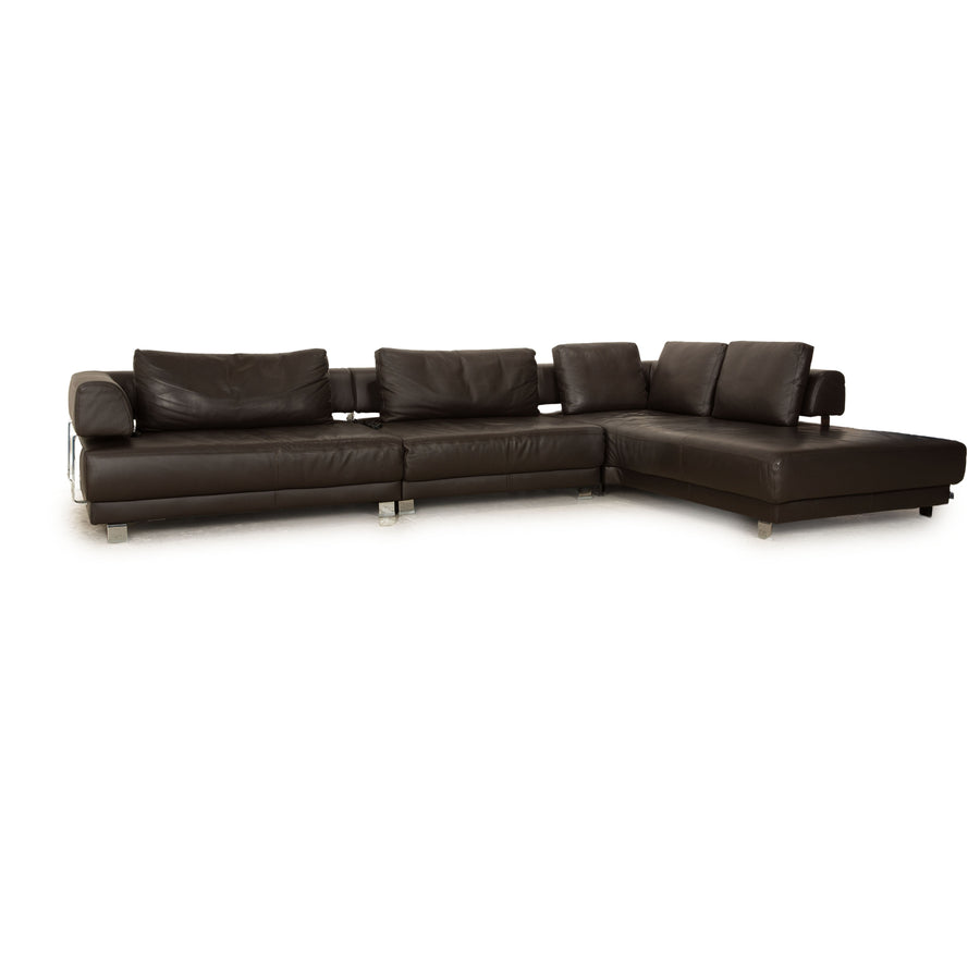 Ewald Schillig Brand Face Leather Corner Sofa Dark Brown Espresso Sofa Couch Electric Function