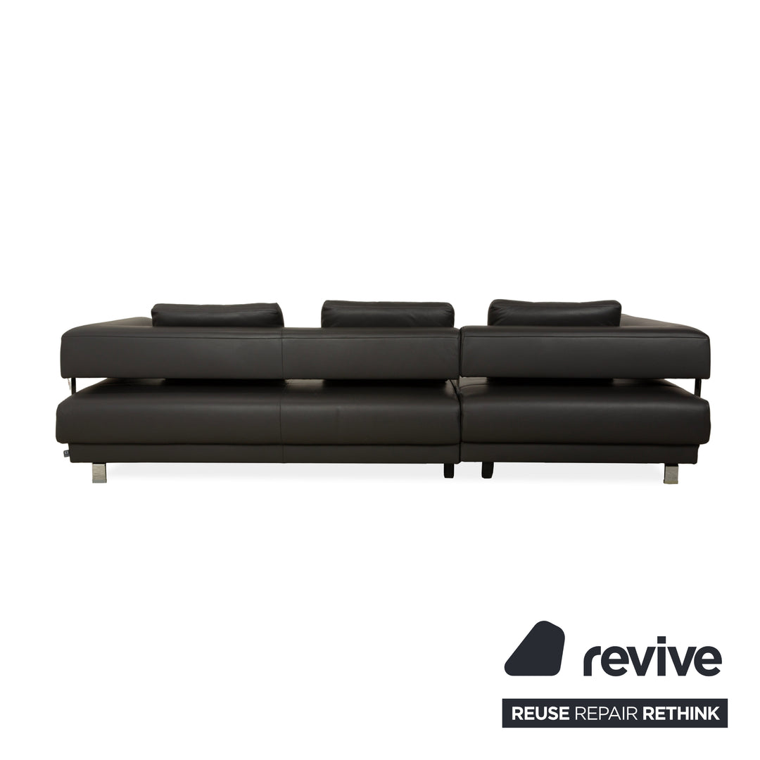 Ewald Schillig Brand Face Leder Ecksofa Dunkelgrau Schiefer braun Recamiere links Sofa Couch