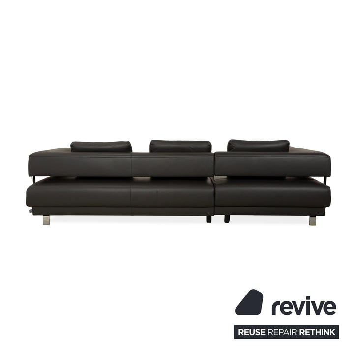 Ewald Schillig Brand Face Leder Ecksofa Dunkelgrau Schiefer braun Recamiere links Sofa Couch