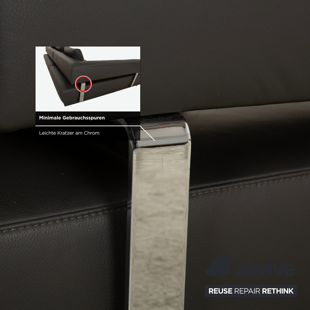 Ewald Schillig Brand Face Leder Ecksofa Dunkelgrau Schiefer braun Recamiere links Sofa Couch