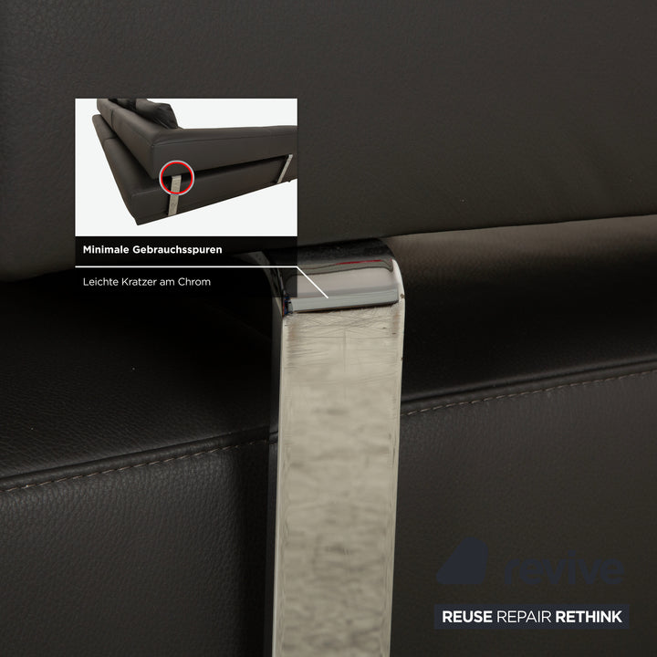 Ewald Schillig Brand Face Leder Ecksofa Dunkelgrau Schiefer braun Recamiere links Sofa Couch
