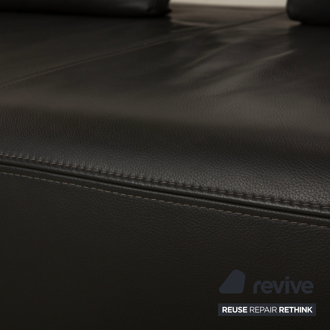 Ewald Schillig Brand Face Leder Ecksofa Dunkelgrau Schiefer braun Recamiere links Sofa Couch