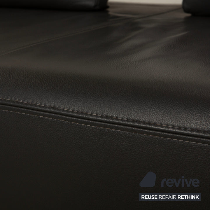 Ewald Schillig Brand Face Leder Ecksofa Dunkelgrau Schiefer braun Recamiere links Sofa Couch
