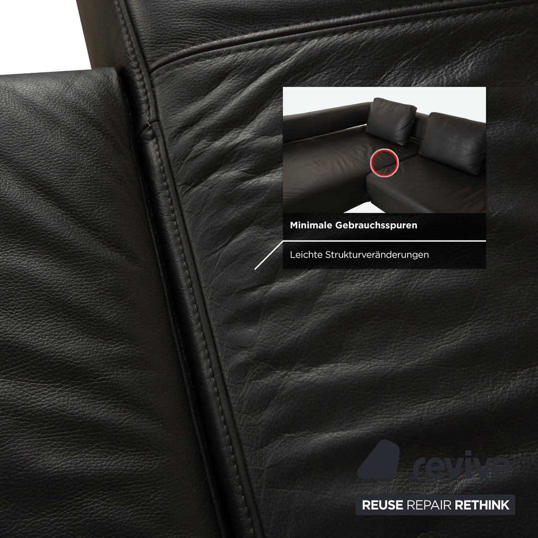 Ewald Schillig Brand Face Leder Ecksofa Dunkelgrau Schiefer braun Recamiere links Sofa Couch