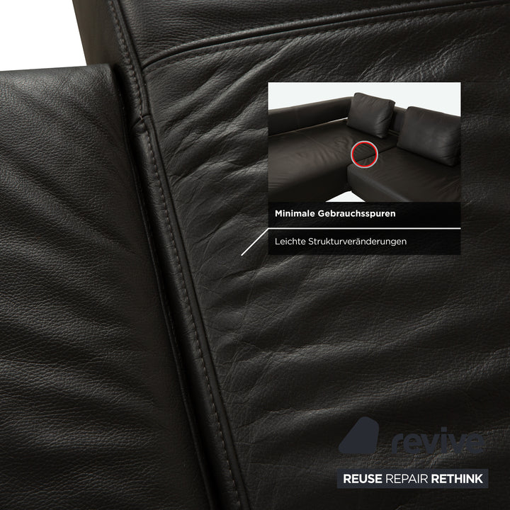 Ewald Schillig Brand Face Leder Ecksofa Dunkelgrau Schiefer braun Recamiere links Sofa Couch