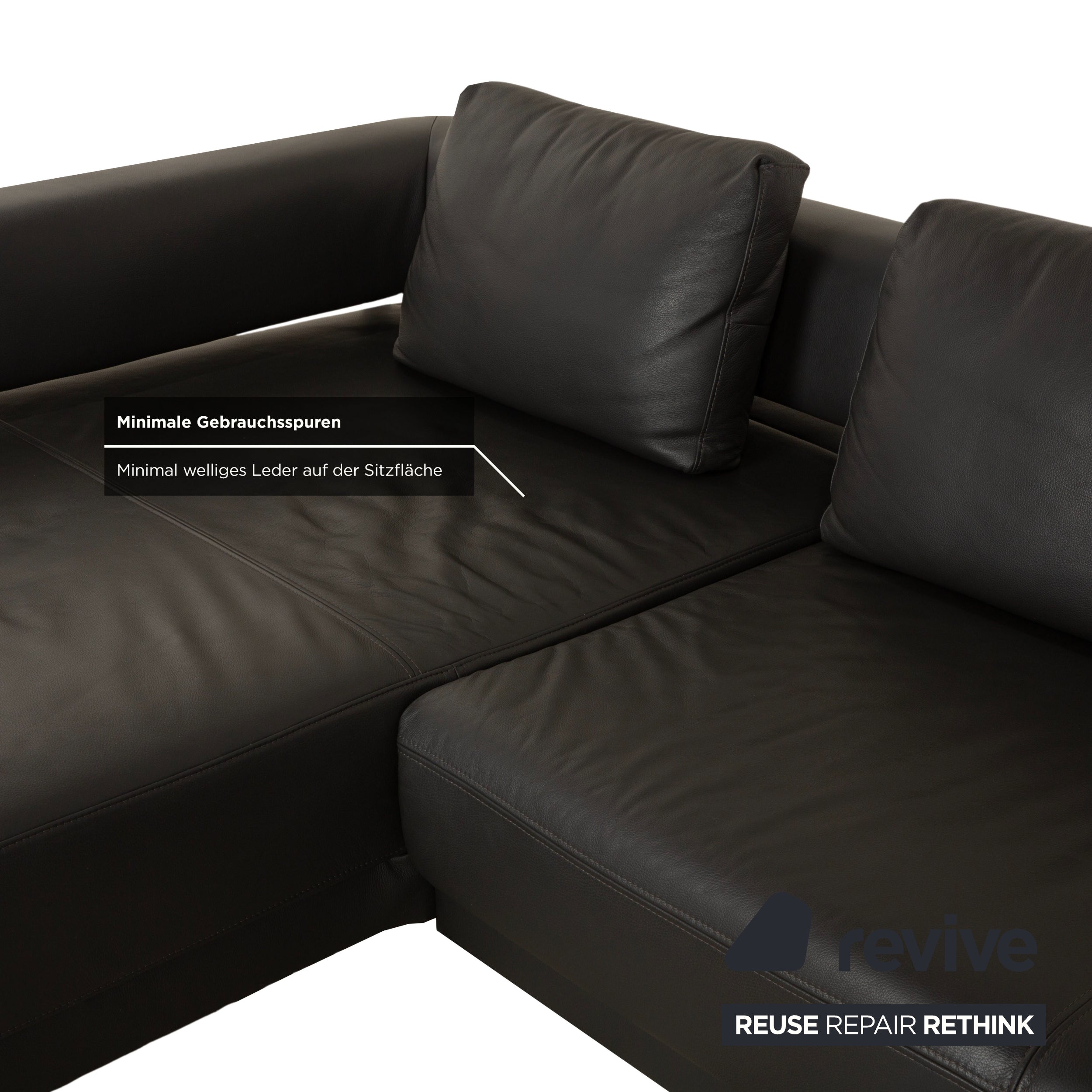 Canapé d'angle en cuir Ewald Schillig Brand Face gris foncé marron ardoise chaise longue canapé gauche