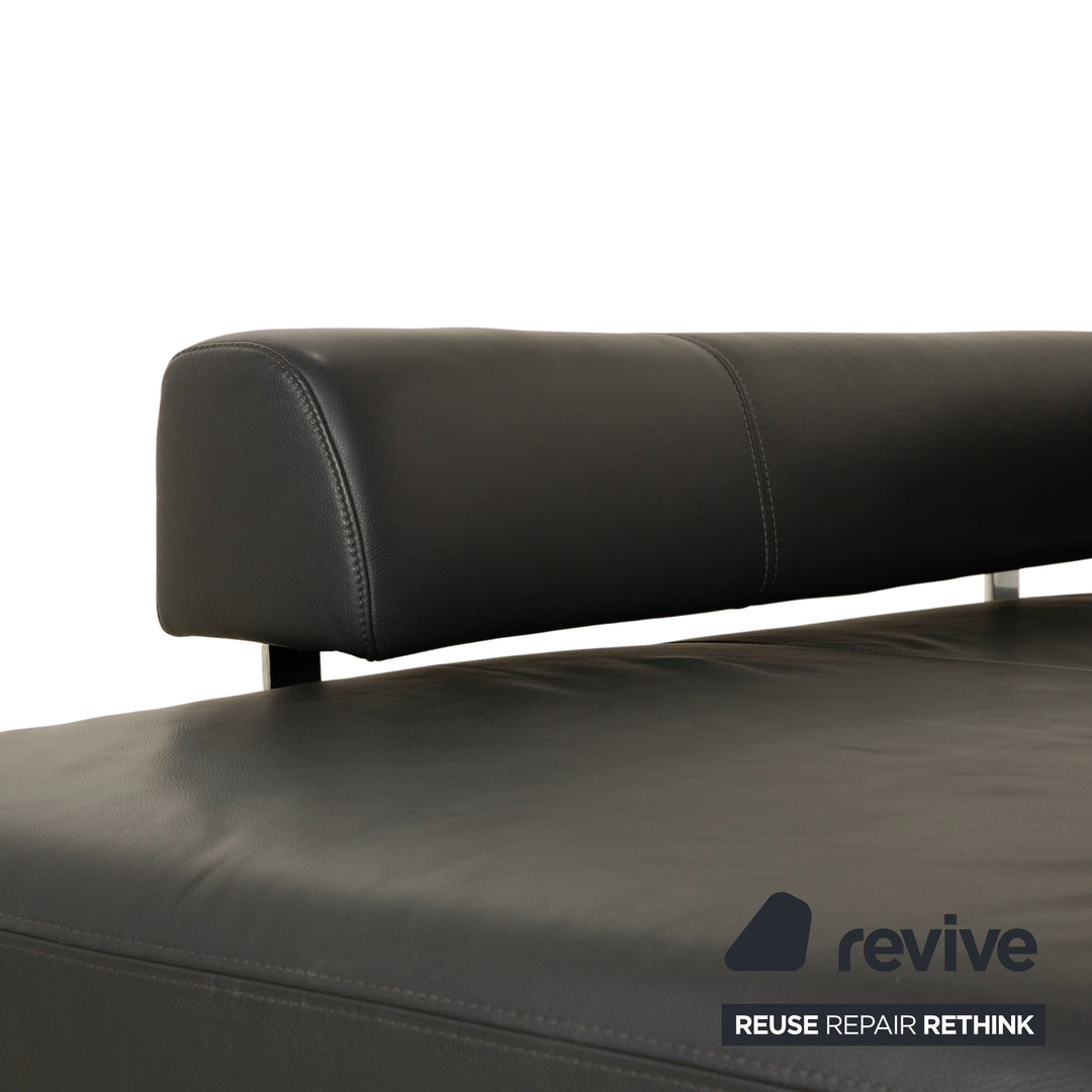 Ewald Schillig Brand Face Leder Ecksofa Dunkelgrau Schiefer braun Recamiere links Sofa Couch