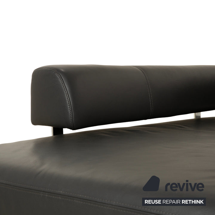 Ewald Schillig Brand Face Leder Ecksofa Dunkelgrau Schiefer braun Recamiere links Sofa Couch