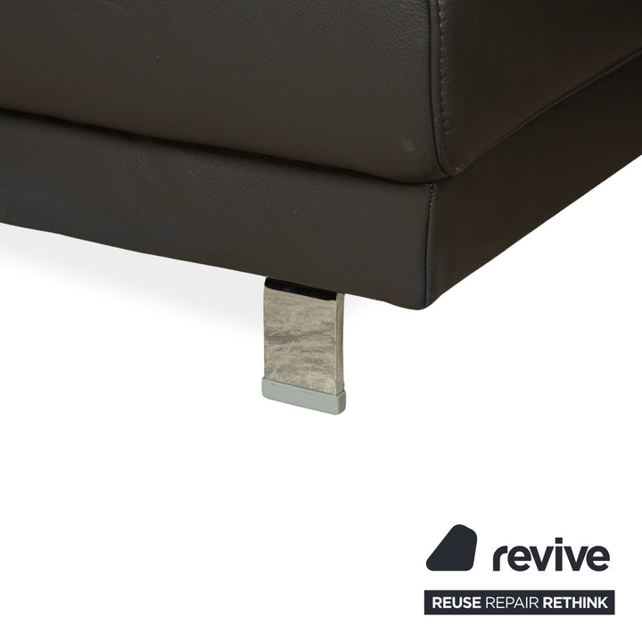 Ewald Schillig Brand Face Leder Ecksofa Dunkelgrau Schiefer braun Recamiere links Sofa Couch