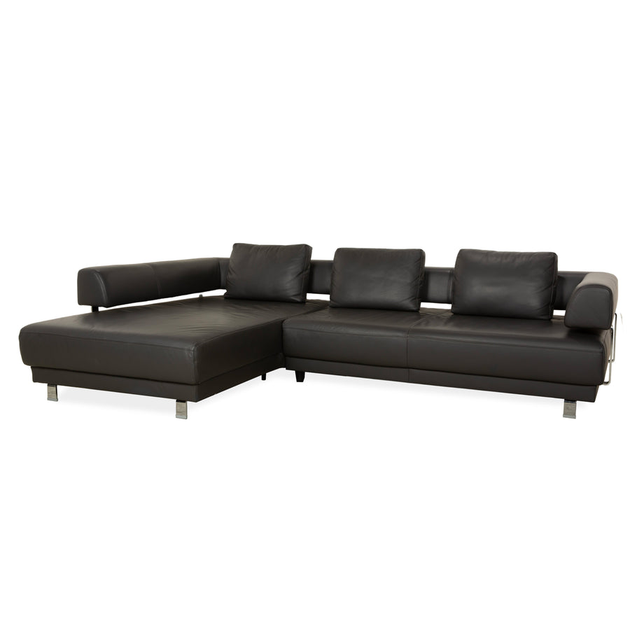 Canapé d'angle en cuir Ewald Schillig Brand Face gris foncé marron ardoise chaise longue canapé gauche