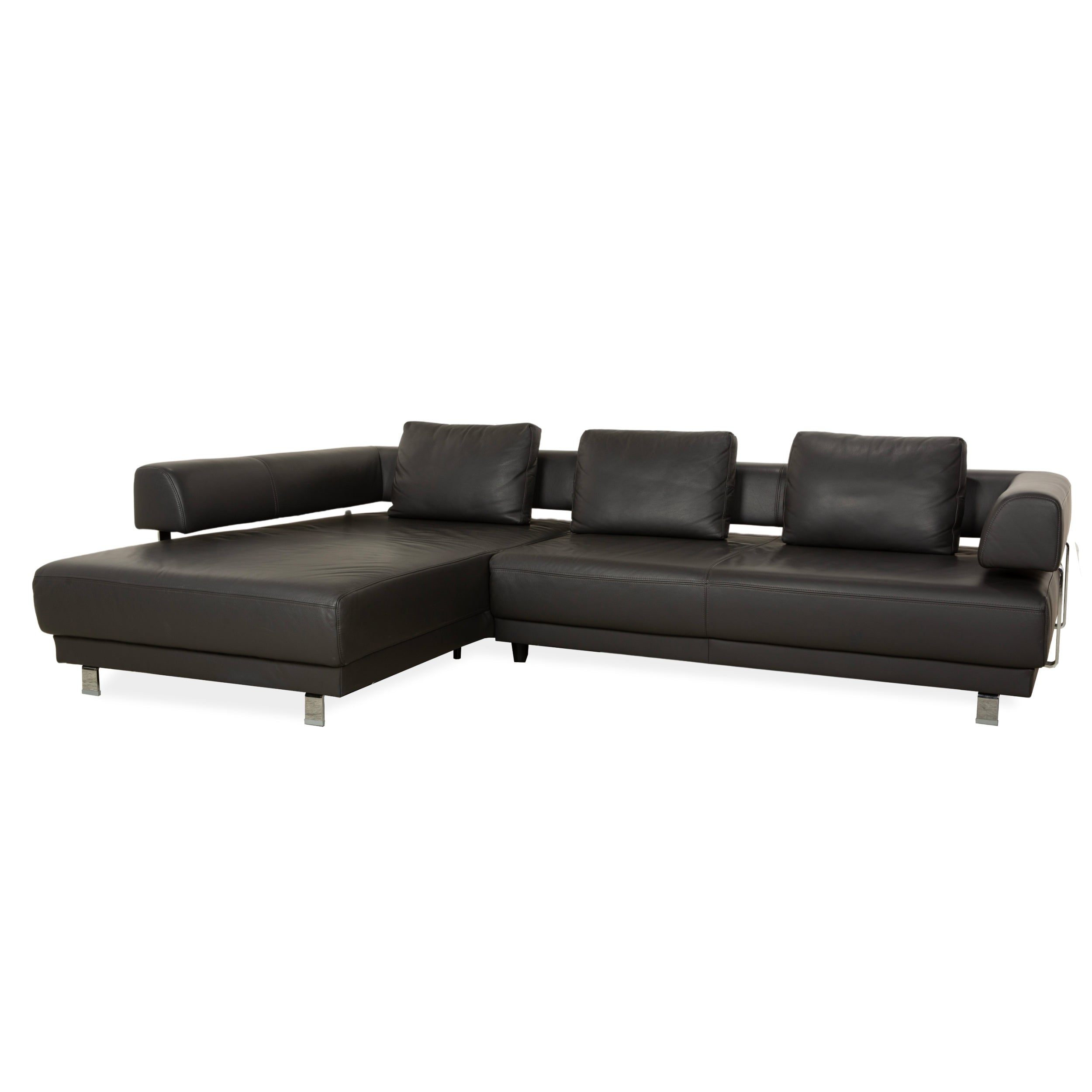 Canapé d'angle en cuir Ewald Schillig Brand Face gris foncé marron ardoise chaise longue canapé gauche