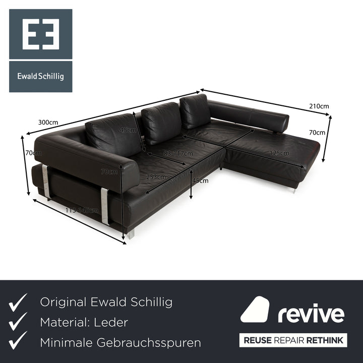 Ewald Schillig Brand Face Leather Corner Sofa Grey Recamiere right electric function Sofa Couch